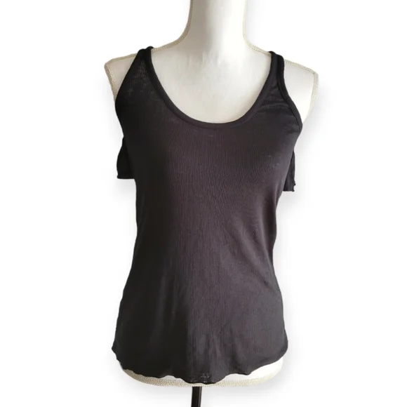 Chaser Black Rib Ruffle Back Racer Tank - Picture 3 of 6